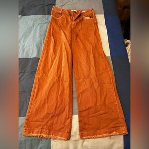 Forever 21 Premium Burnt Orange Mid Rise Wide-Leg Jeans